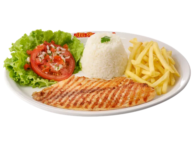Fish Filet Grill, prato completo com acompanhamentos