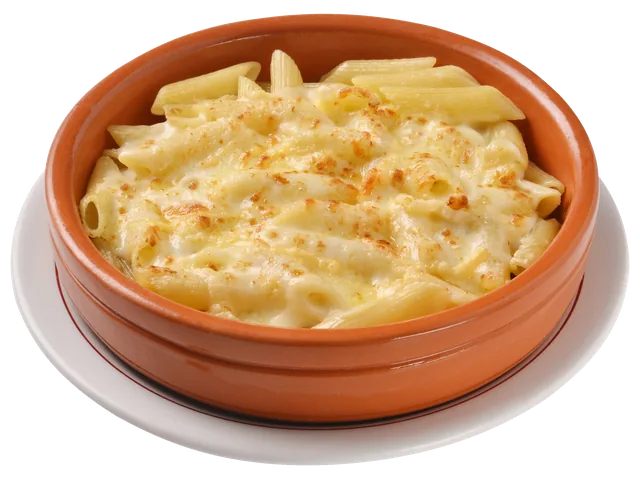 Penne All 4 Queijos Parmegiana, prato completo com acompanhamentos